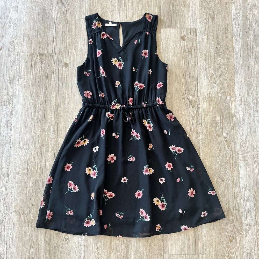 Womens Maurices Black Floral Mini Dress - S